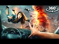360° CAR INSIDE FIRE TORNADO AND STORM WITH GIRLFRIEND VR 360 Video 4k ultra hd