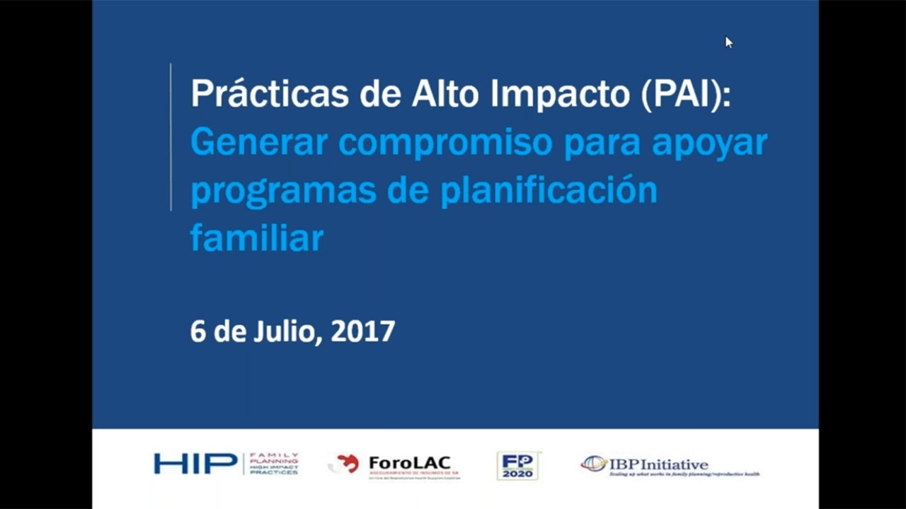 Generar Compromiso para apoyar los programas de planificacion familiar