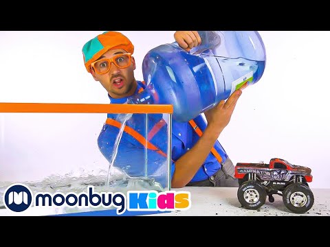 學洗玩具卡車 | Blippi！| 兒童歌曲 | Moonbug Kids (Learn to Wash Toy Trucks | Blippi! | Kids Songs | Moonbug Kids)