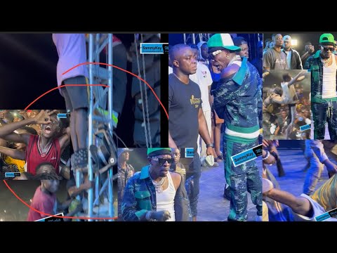 Shatta Wale got angry & made the police & his security men remove the barricades as fans climb up..