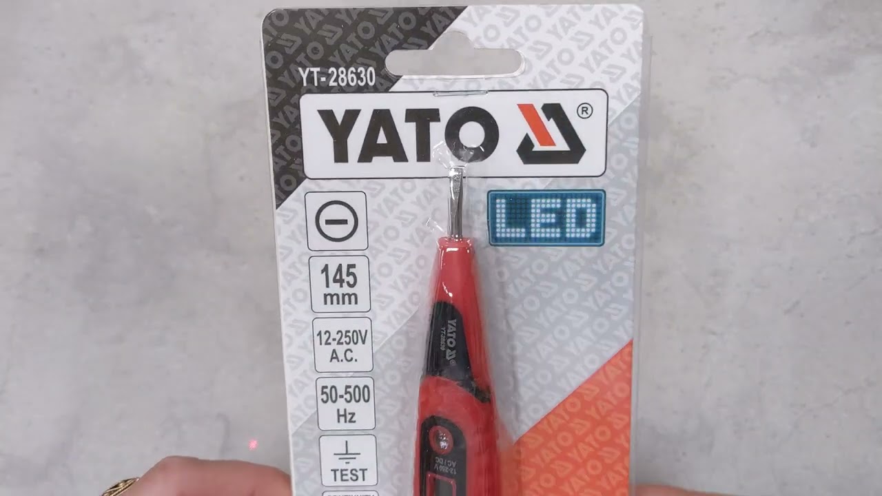 Індикатор напруги YATO 12-250 V контрольний LCD цифровий червоний (YT-28630)