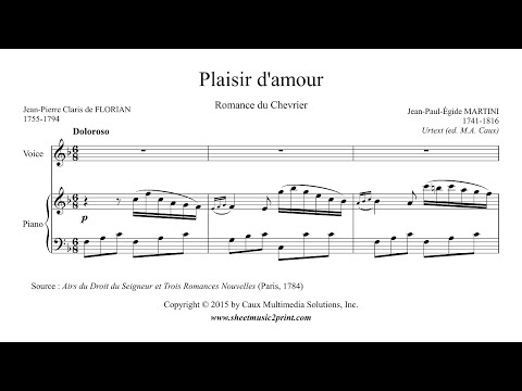 Martini : Plaisir d'amour - Urtext (Voice 2/6 : High, F Major)