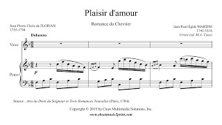 Martini : Plaisir d&#39;amour - Urtext (Voice 2/6 : High, F Major)