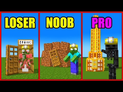 Minecraft Mobs : Loser vs Noob vs Pro - House Build Challenge - Minecraft Animation
