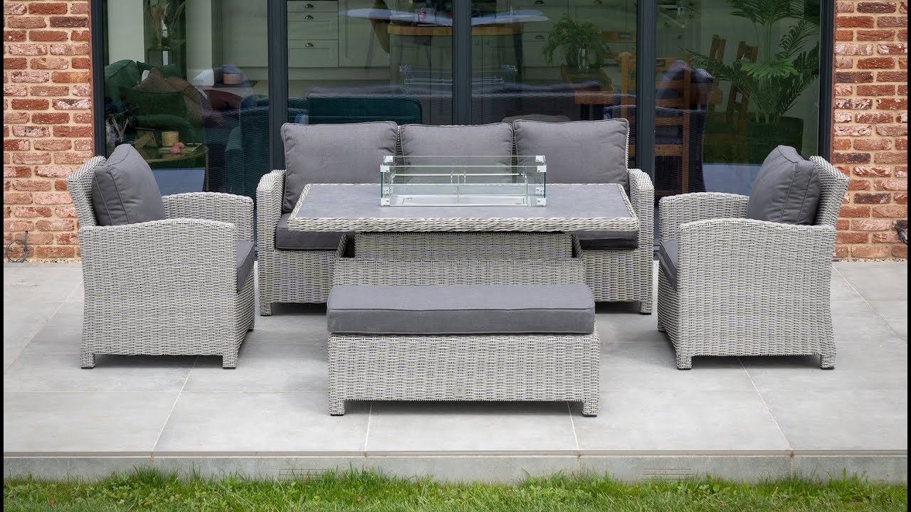 Our Comfy Classic Sofa Set with Rising Firepit Table