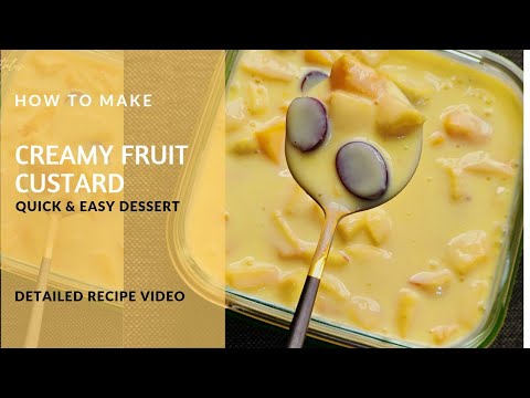 Creamy fruit custard| Easiest dessert #dessert #custard #fruitsalad