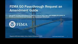 FEMA GO Pass-through Request an Amendment