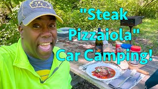 steak pizzaiola car camping at saltwater state park