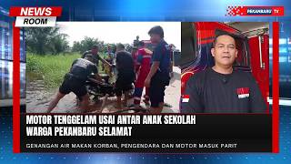 Antar Anak ke Sekolah, Warga Pekanbaru Tercebur ke Parit Bersama Motor