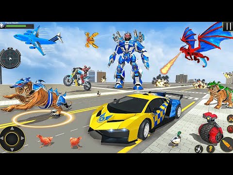 US Police Tiger Robot Car Transport: Red Tiger Robot Game | Live Android Gameplay