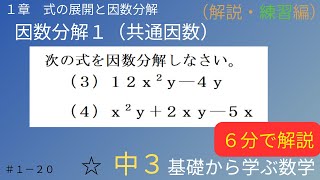 #20 因数分解１ 【共通因数でくくるパターン】（解説・練習編） １章 式の展開と因数分解  中学３年【中学数学】【基礎から学ぶ数学】