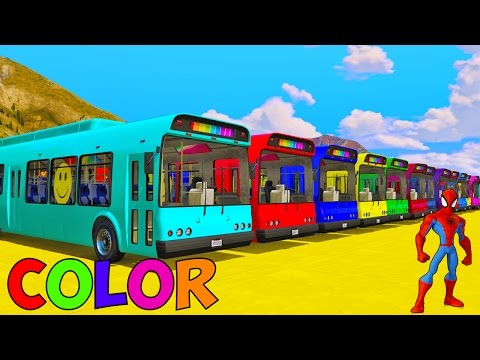 Learn Colors Bus Cars on Biggest Plane Transportation - GTA 5 Mods