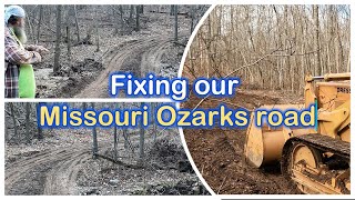 Heavy Rains Wash Out our Missouri Ozark Road, We use the Dresser 100G Track loader to repair it