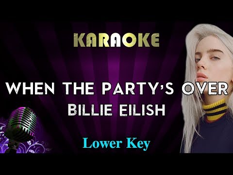 Billie Eilish - When The Party&#39;s Over (LOWER Key Karaoke Instrumental)
