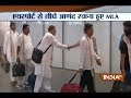 Congress MLAs being taken to a resort near Ahmedabad.