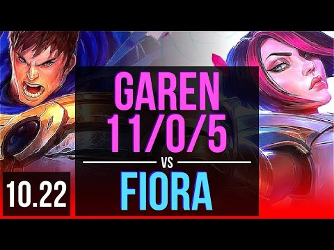 GAREN vs FIORA (TOP) | 11/0/5, Legendary, 1.3M mastery, 600+ games | KR Master | v10.22