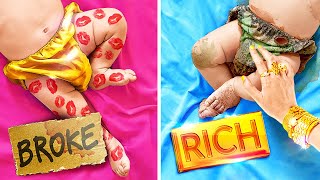 I GOT ADOPTED BY BILLIONAIRE FAMILY || Rich VS Broke! Cool Funny Situations and Hacks by 123 GO!