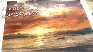 Easy Watercolor Tutorial: Ocean Sunset