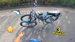 COLOQUEI 3 RODAS NA MOTORIZADA E FIZ TRILHA !