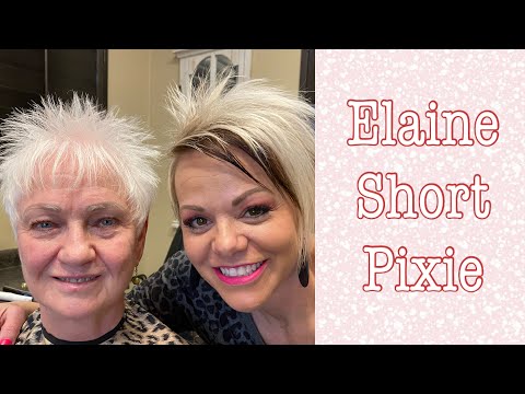 Woman with short pixie haircut and stylist showcasing a polished look, emphasizing texture and movement for short hairstyles.