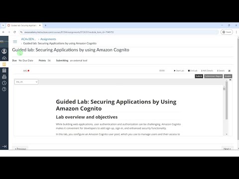 Guided lab Securing Applications by using Amazon Cognito | Module 9 | AWS Cloud Architecting | ACAv3