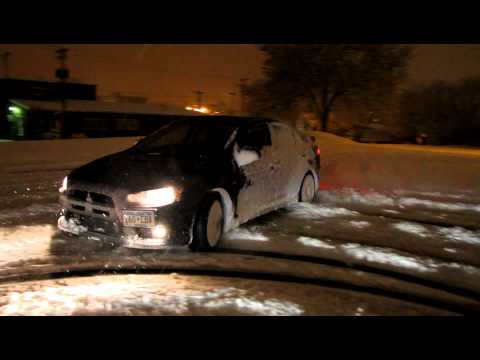 Snow Drift Good Times in a Lancer EVO