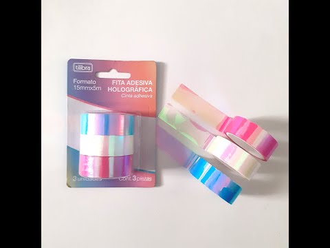 Vídeo do produto Fita Adesiva Holográfica 15mmX5m - Blister com 3 Unidades