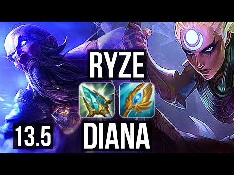 RYZE vs DIANA (MID) | 7/1/7, 600+ games, Dominating | KR Master | 13.5