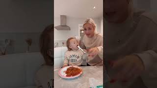 Earlier Dinner with Dulcie 🍽️ She Was All Over the Place 😂 #momlife #familyfun #funny #viralvideo
