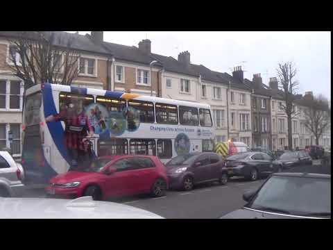 Brighton and Hove bus route 7 seen in Hove in East Sussex, 18th March 2020