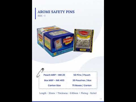 Stainless Steel Rust Resistant Aromi Safety Pins Size-0(30mm) (100 pcs/ Pouch )
