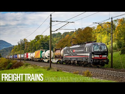 [4K60] Freight Trains / Zugverkehr at Umiken & Zeihen (Switzerland) - September 2022