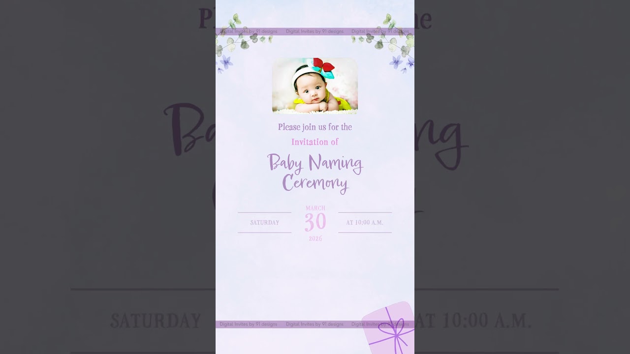 Blooming Flower Baby Naming Invitation