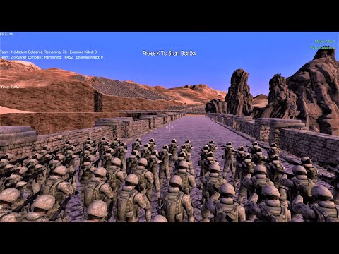 Can 100 Modern Soldiers Defend Castle from 20000 Zombie Attack Ultimate Epic Battle Simulator UEBS 2