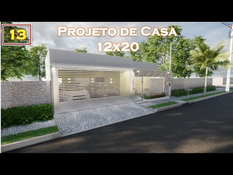 Projeto de Casa 126.00 m² _ Lote 12 X 20 _ MAQUETE 3D