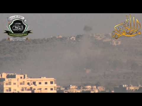 استهداف تحصينات قوات النظام في معسكر وادي الضيف بواسطة مدفع 122 من قبل كتائب الفاروق