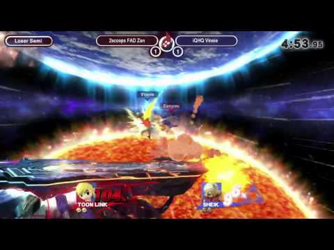 SoS12 - 2Scoops FAD Zan (Toon Link) vs iQHQ Vinnie (Sheik) - Smash Wii U LSF