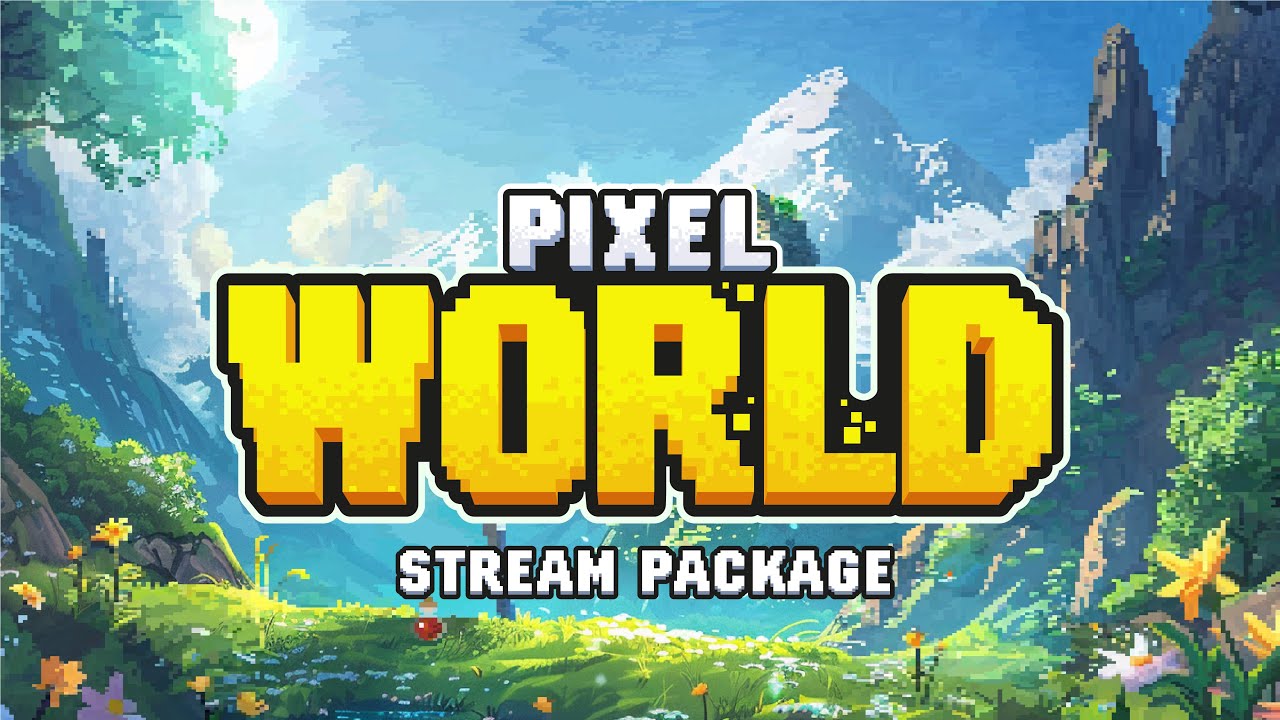 Animated Stream Overlay Package Pixel World | Stream Designz