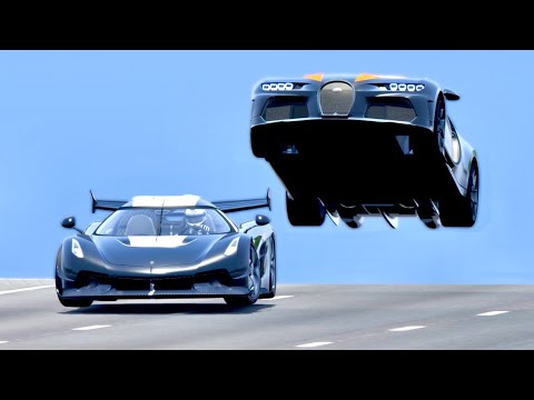 Bugatti Chiron SS 300+ SuperSonic Engine vs Koenigsegg Jesko Jet Engine - Drag Race 20 KM