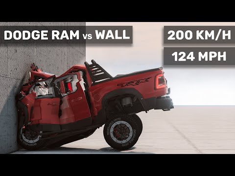 😮Dodge Ram TRX crashes to the WALL 😮 200 km/h | Realistic Crash Test