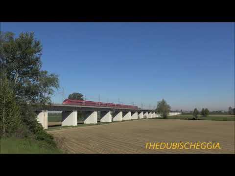 FRECCIAROSSA 1000 AI 300 KM/H SUL PONTE A PIACENZA - MART. 30 - 4 - 2019.