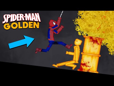 Spiderman vs Golden Human in People Playground