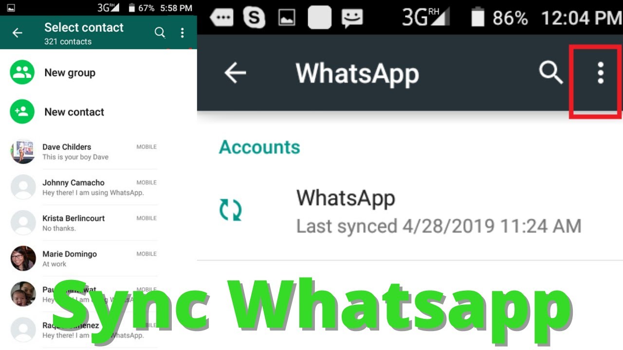 How do I synchronize WhatsApp?