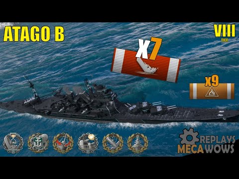 Atago B 7 Kills & 175k Damage | World of Warships Gameplay