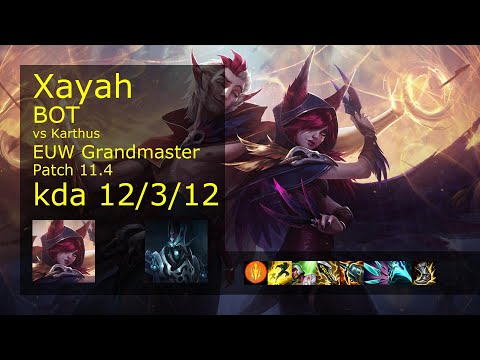 Xayah ADC & Thresh vs Karthus & Rell - EUW Grandmaster 12/3/12 Patch 11.4 Gameplay