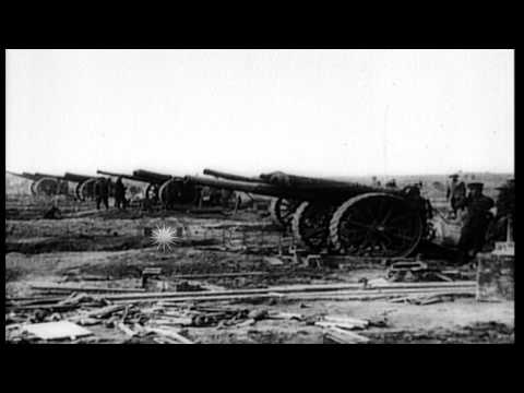 Australian artillery observers watch British bombardment of Hindenburg line in Fr...HD Stock Footage