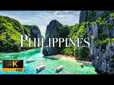 FLYING OVER PHILIPPINES (4K Video UHD) - Relaxing Music With Stunning Beautiful Nature Video For TV