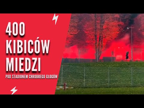 400 kibiców Miedzi pod stadionem Chrobrego Głogów