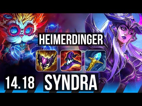 HEIMERDINGER vs SYNDRA (MID) | 5/0/12, 800+ games | NA Diamond | 14.18