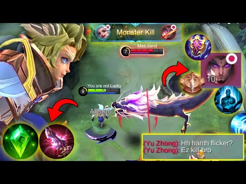 HARITH TOP 1 GLOBAL MODE BULLYING YU ZHONG !!HARITH BEST BUILD 2021|MLBB